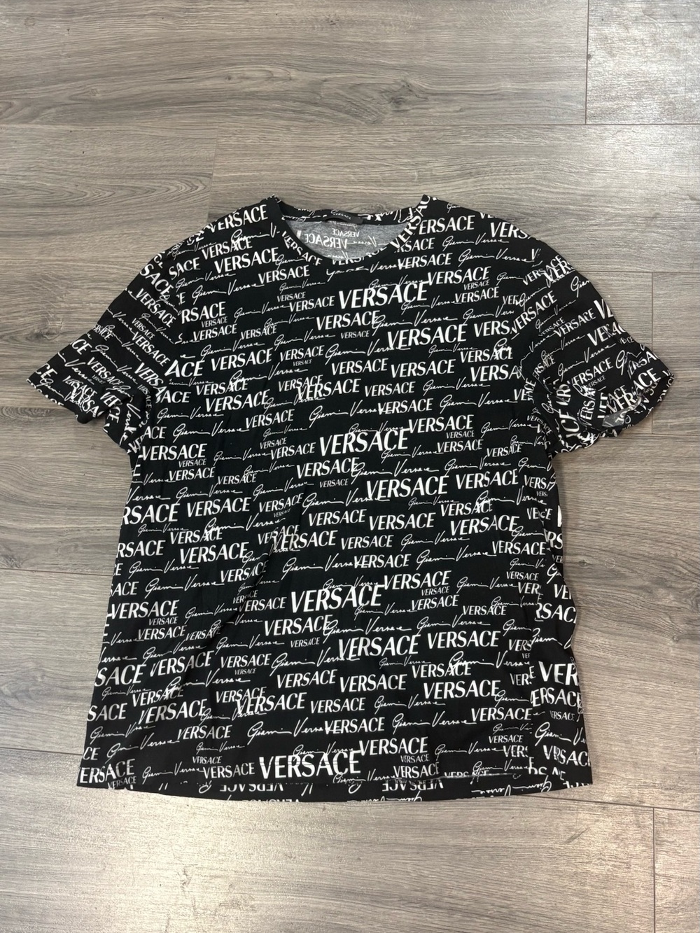 Versace Black and White Logo-Print T-Shirt